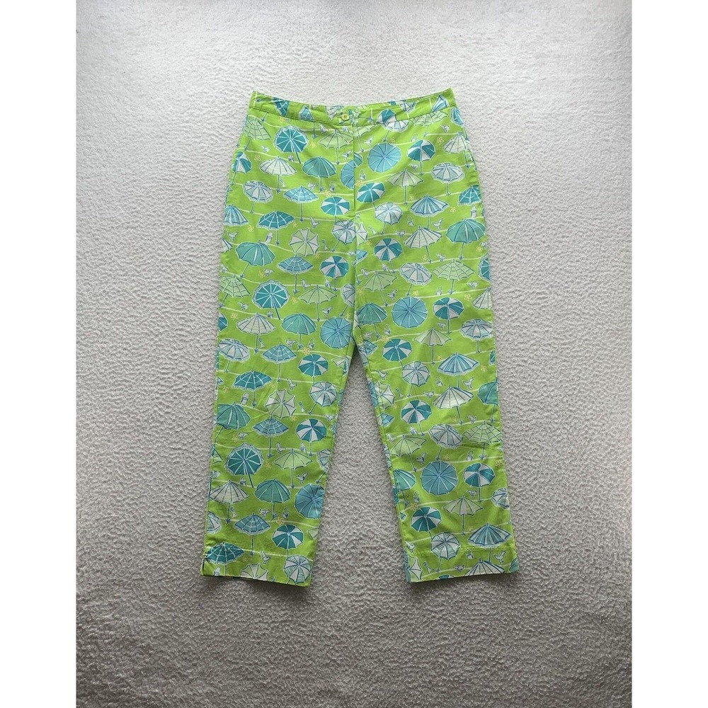 VTG Lilly Pulitzer Capri Pants Womens 6 30x24 Beach Umbrella Seagull Sand Dollar